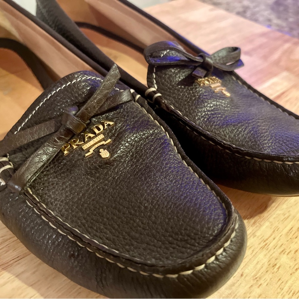 Authentic Prada leather loafers. Excellent condition
